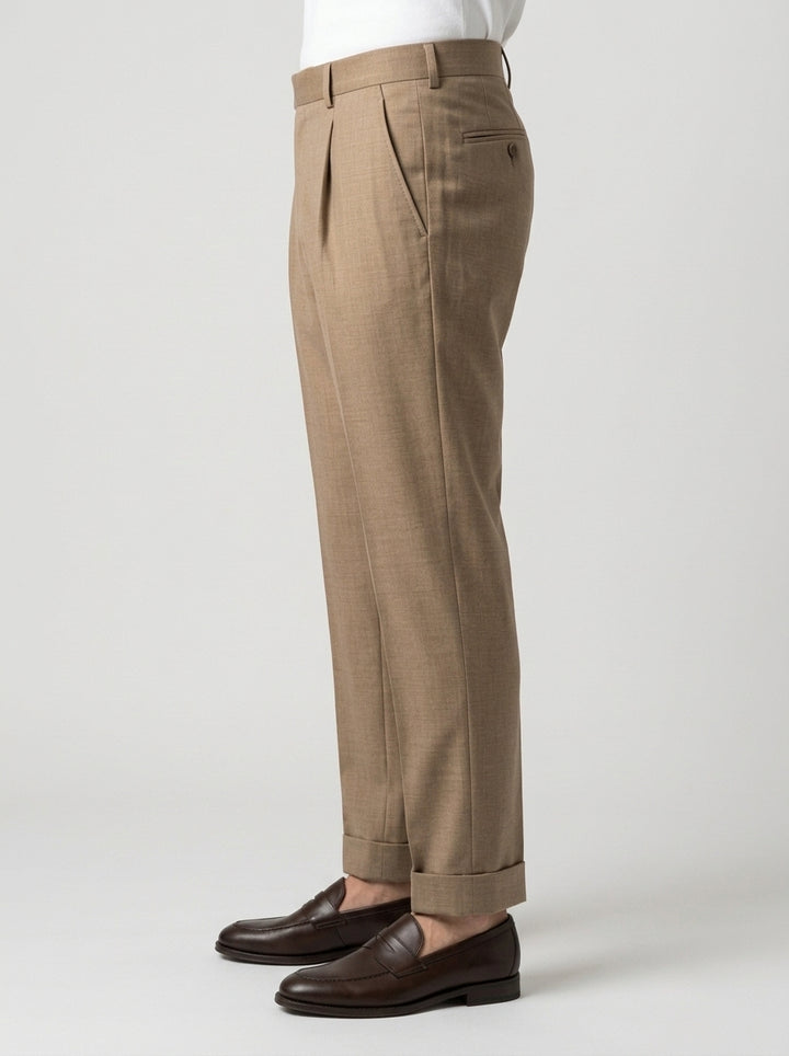 pantalone chiaia con pence beige 