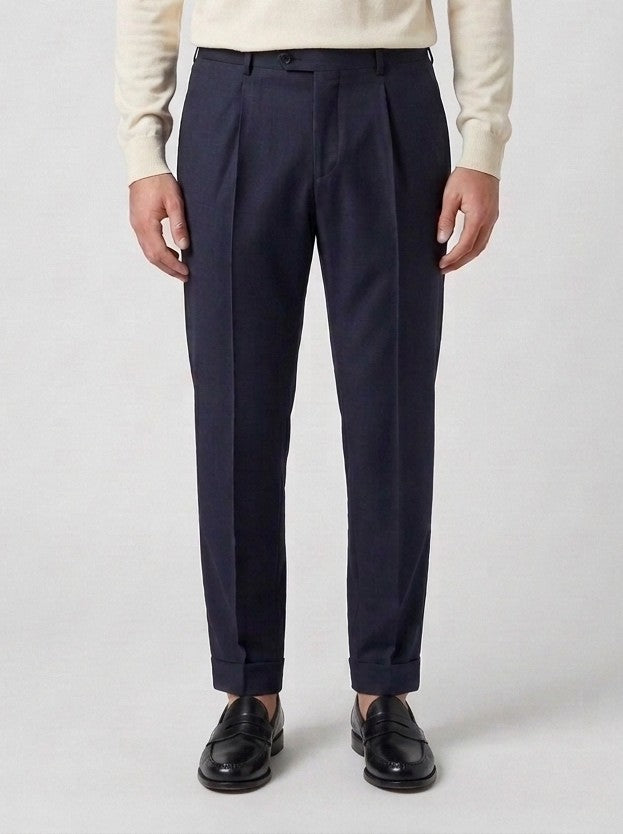 pantalone chiaia con pence blu 