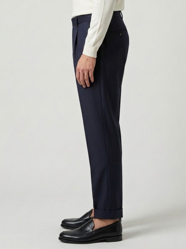 pantalone chiaia con pence blu 