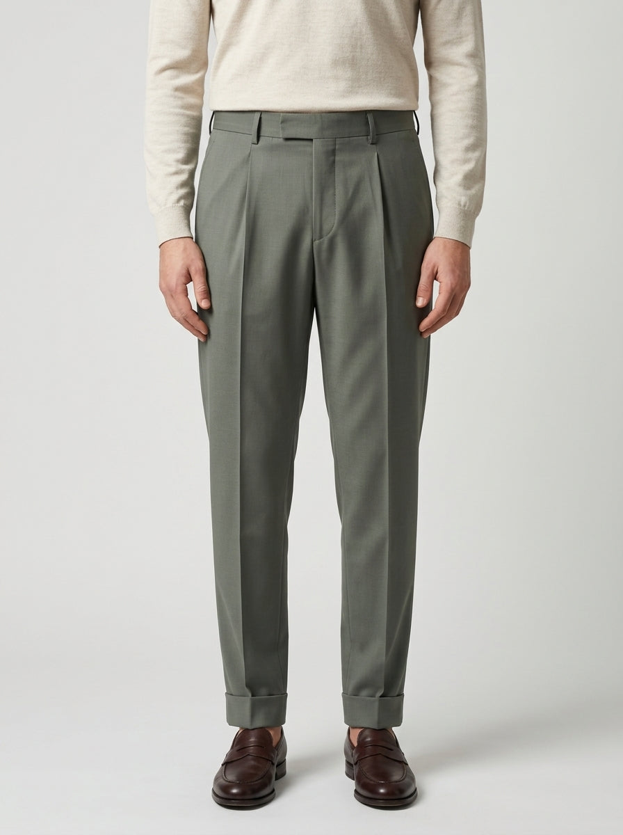 pantalone chiaia con pence verde 
