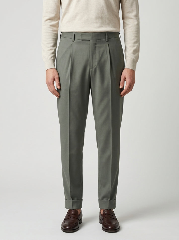 pantalone chiaia con pence verde 