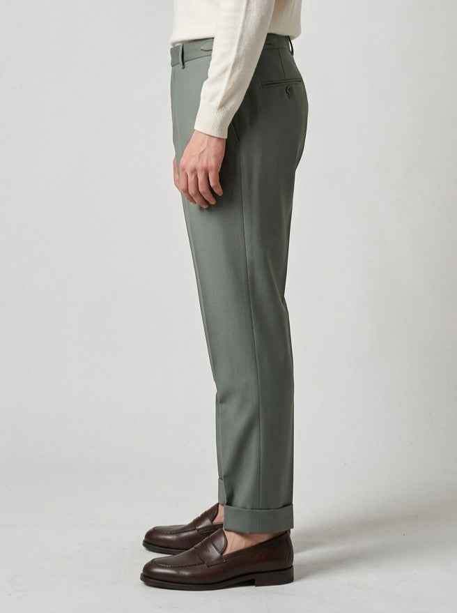 pantalone chiaia con pence verde 
