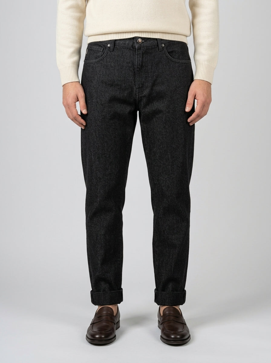 Jeans Chiaia - Nero Lavaggio Zero con Risvolto 