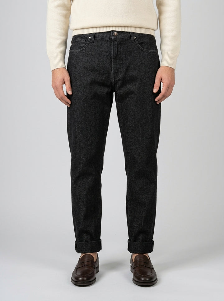Jeans Chiaia - Nero Lavaggio Zero con Risvolto 