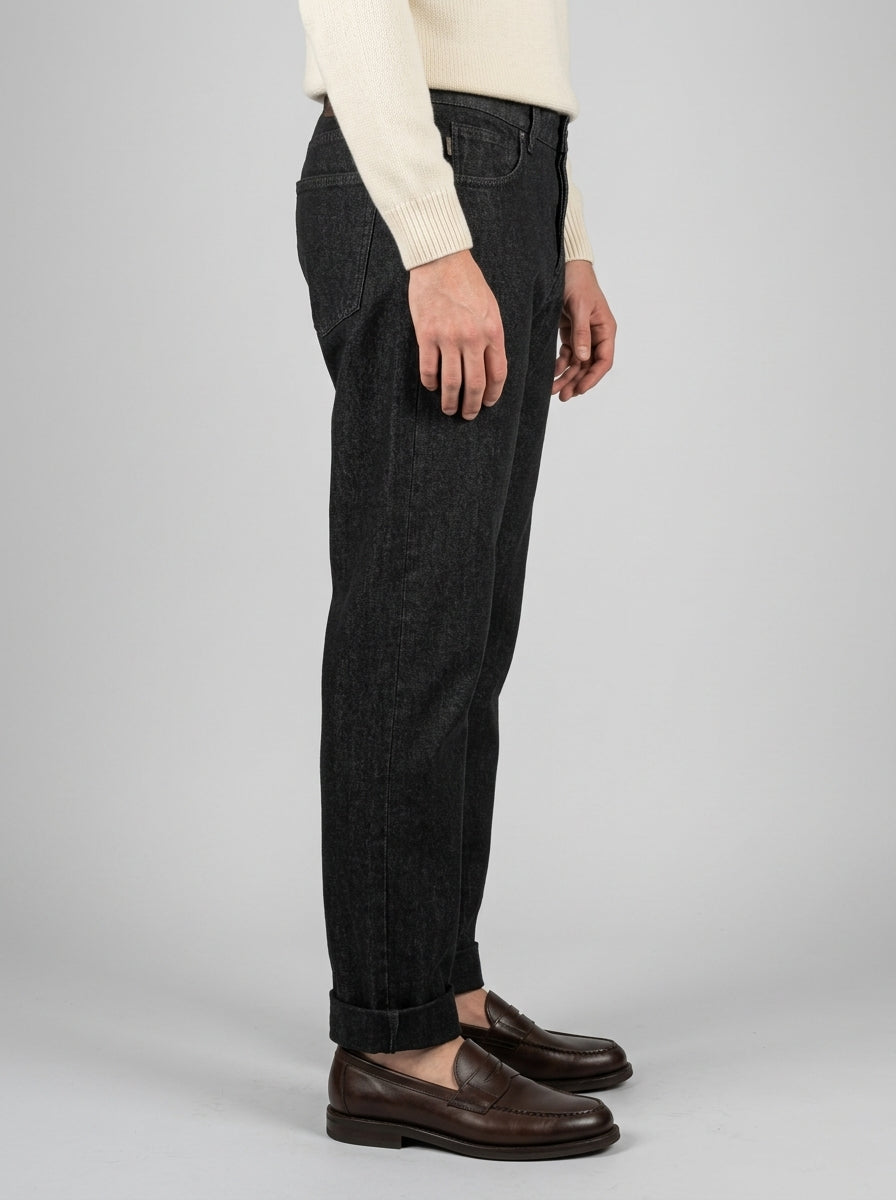 Jeans Chiaia - Nero Lavaggio Zero con Risvolto 