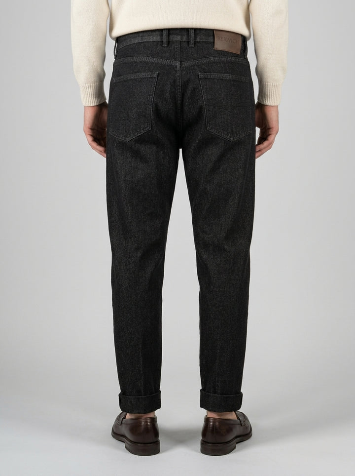 Jeans Chiaia - Nero Lavaggio Zero con Risvolto 