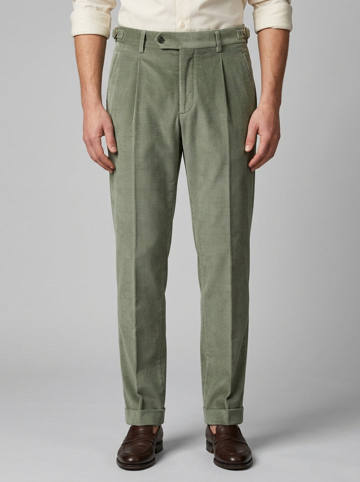 pantalone retro velluto verde 