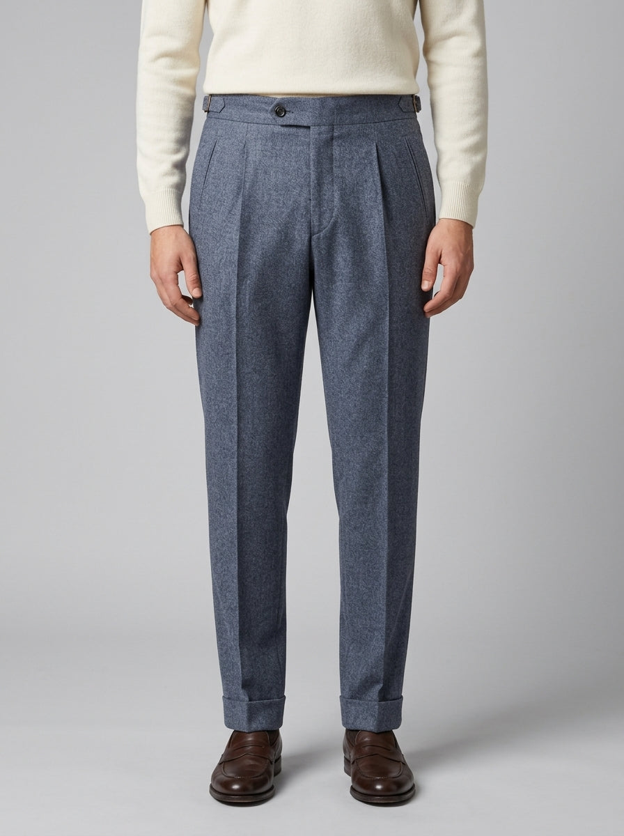 pantalone retro lana reda light blu 