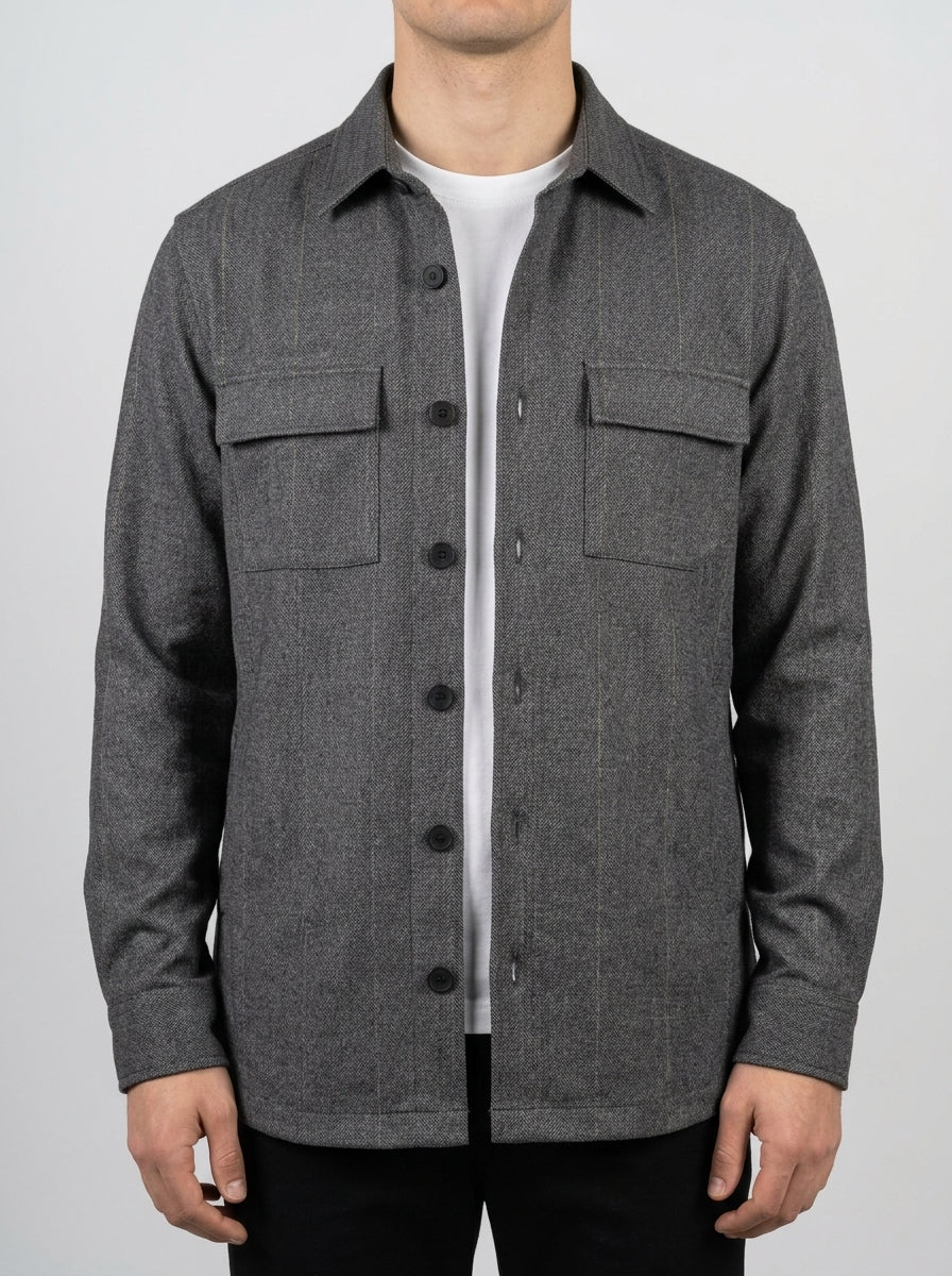 Camicia Uomo Sahariana  Grigia Gessata 