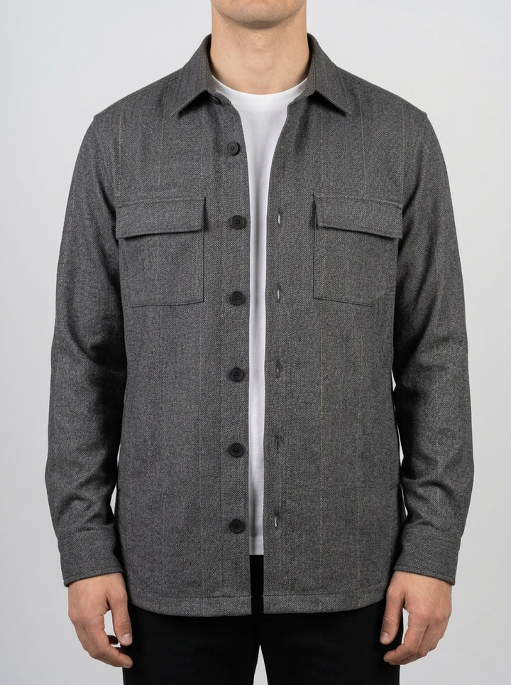 Camicia Uomo Sahariana  Grigia Gessata 