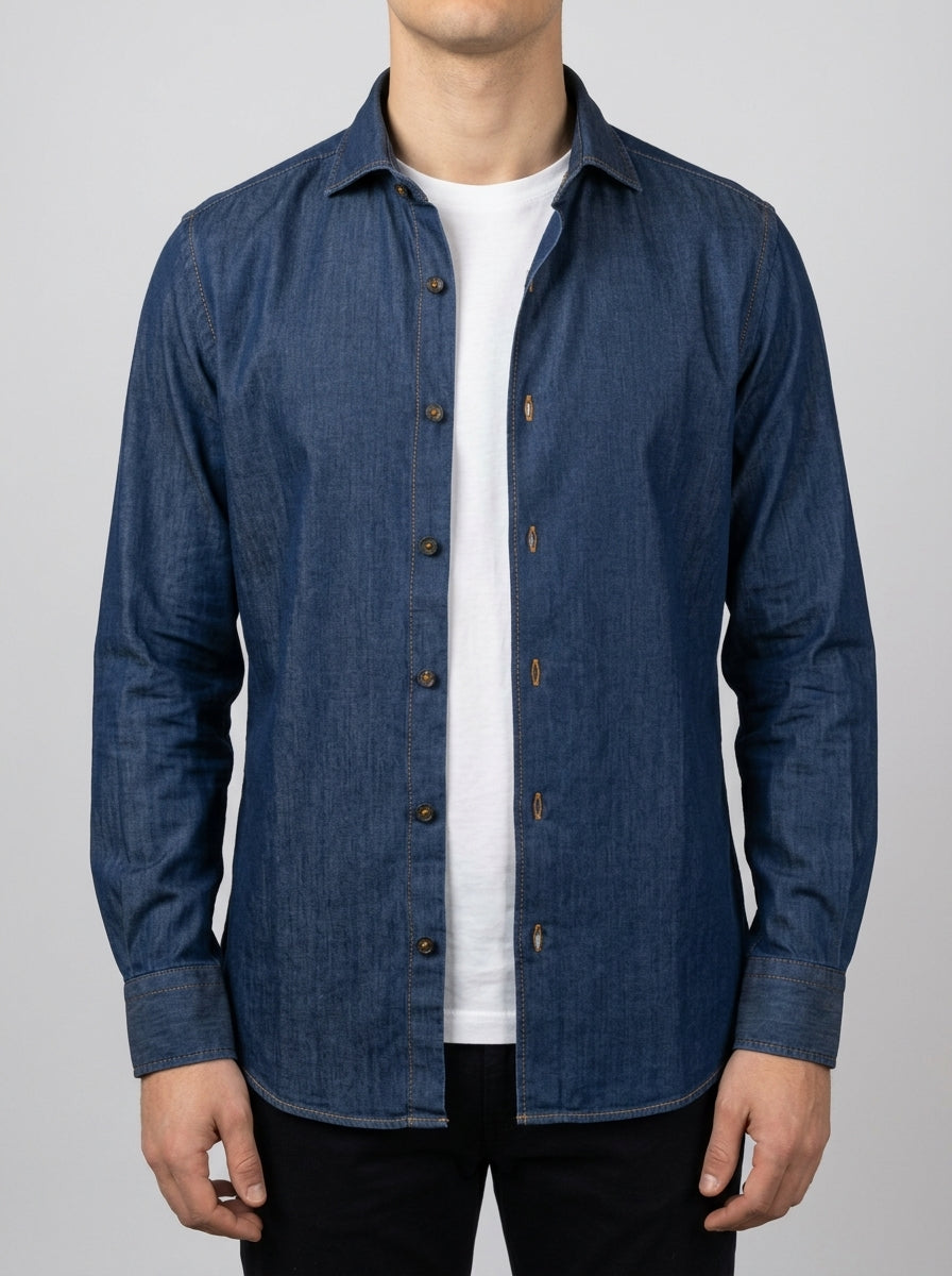 Camicia blu  Uomo  in  chambray 