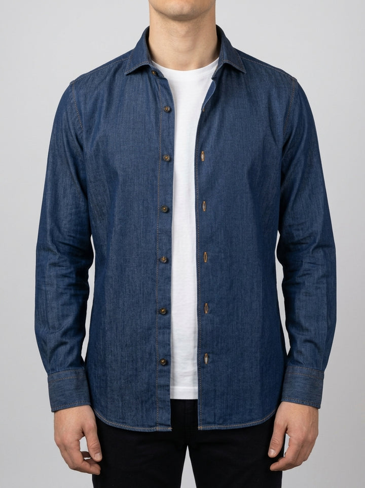 Camicia blu  Uomo  in  chambray 