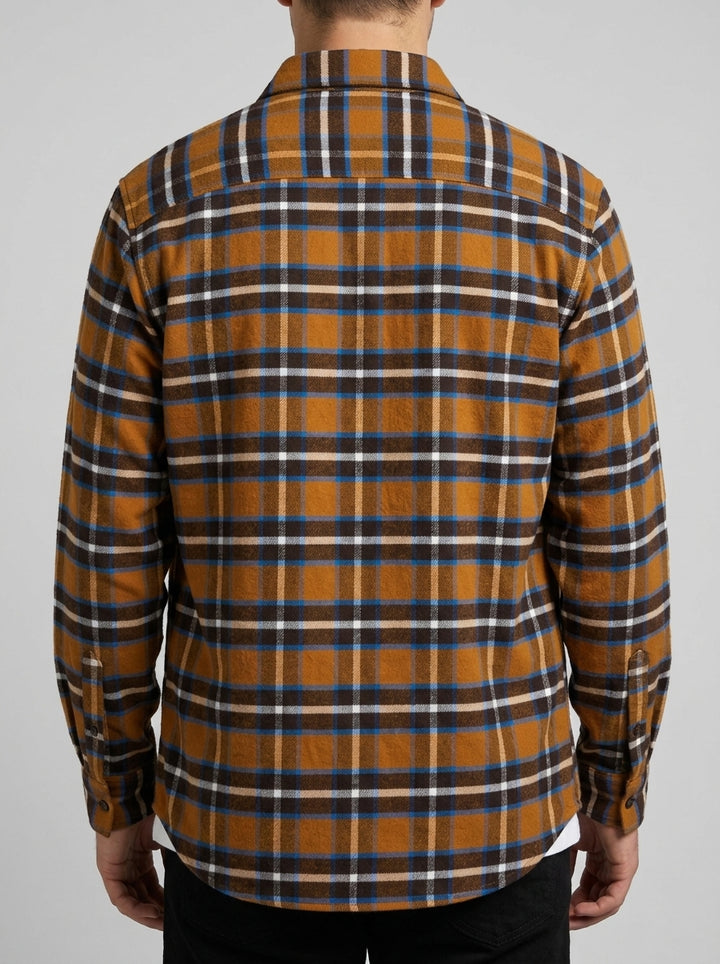 Camicia Uomo Sahariana in Flanella Check Gialla 