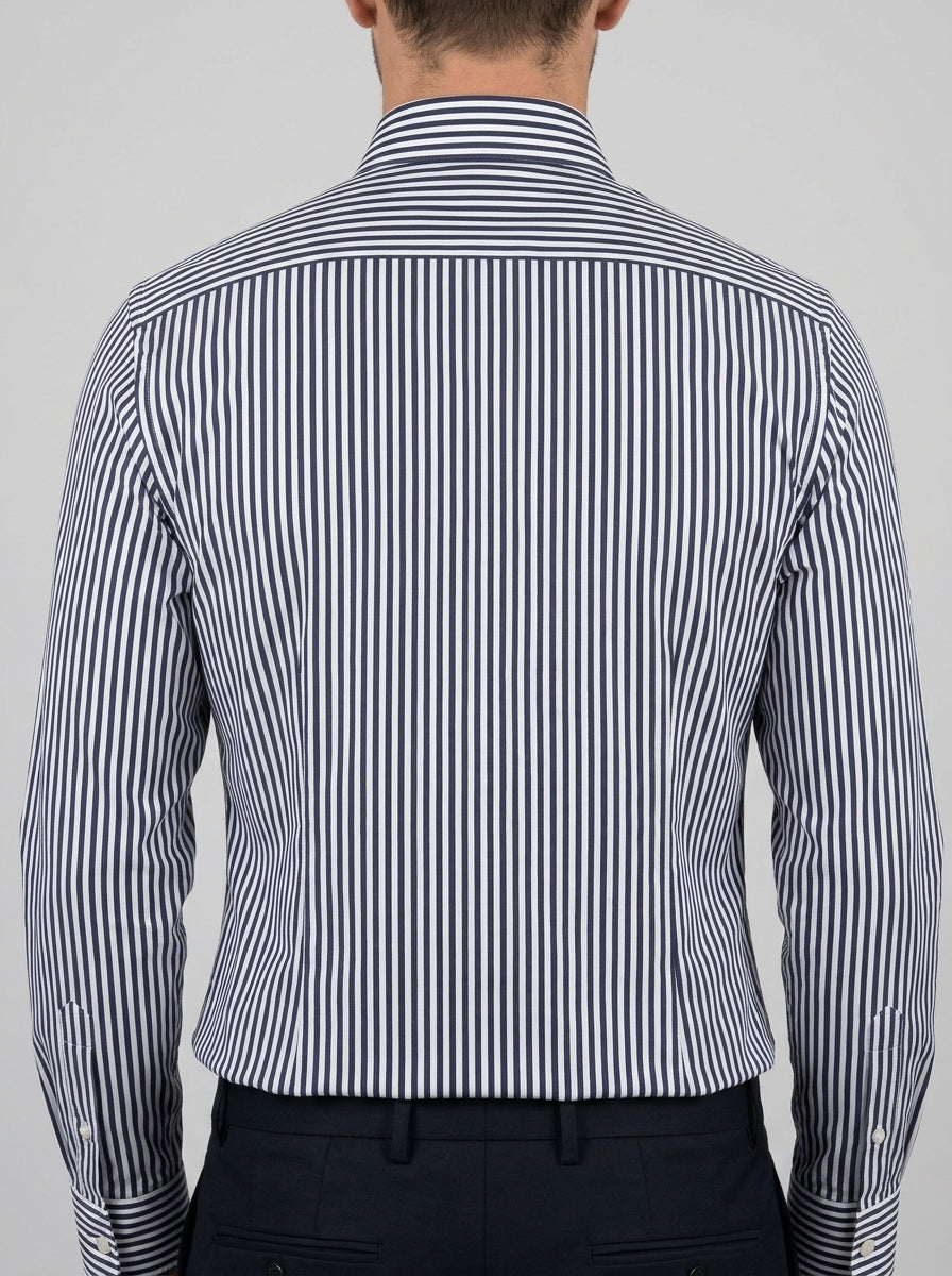 Camicia Uomo in Cotone con Riga Larga Blu 