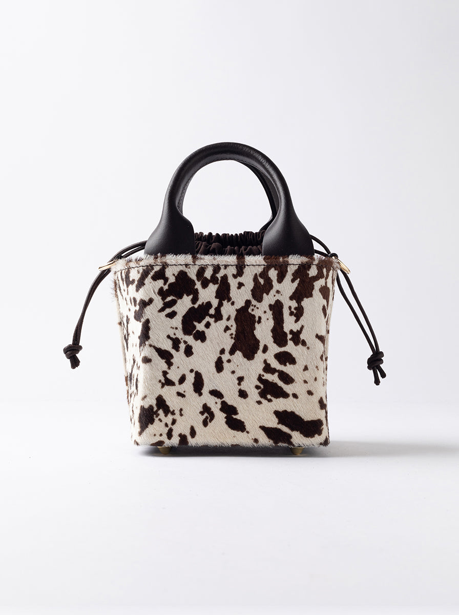 CUBO BAG COW WHITE-BROWN 