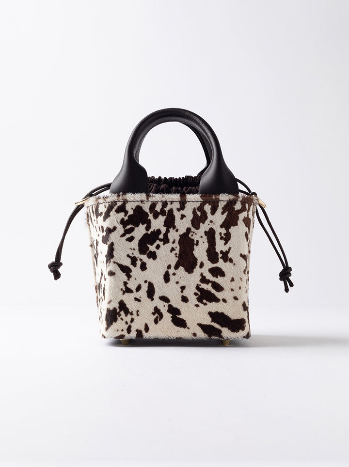 CUBO BAG COW WHITE-BROWN 