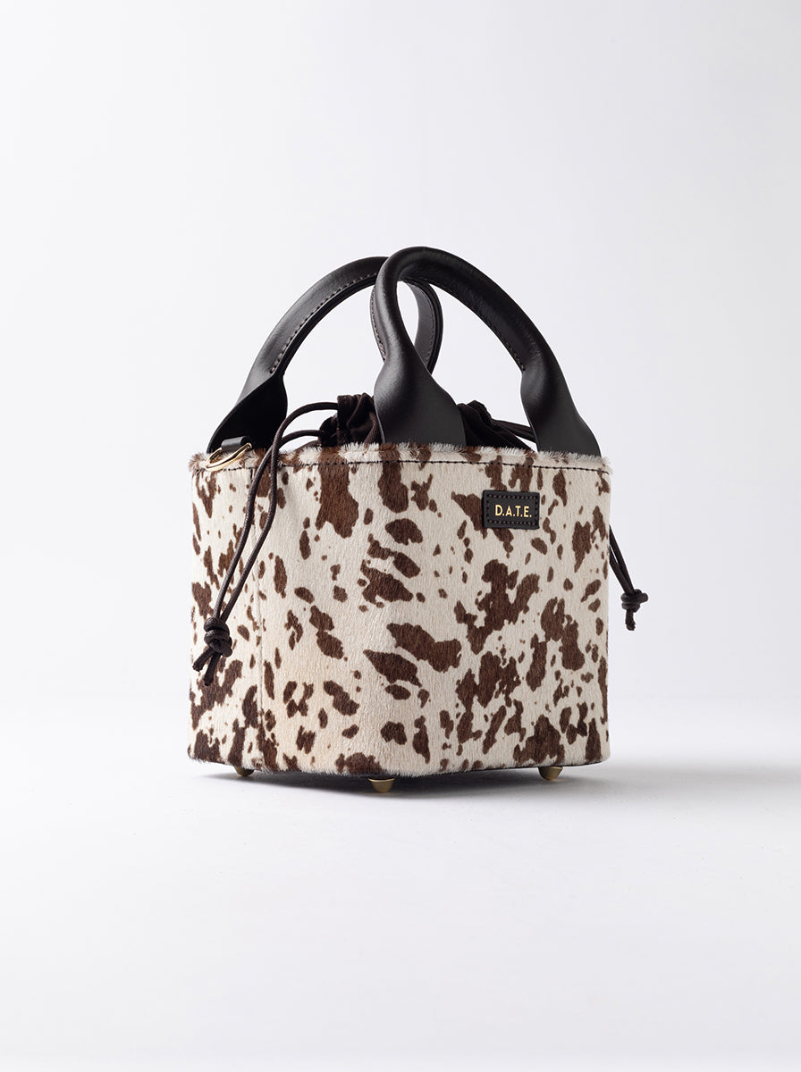 CUBO BAG COW WHITE-BROWN 