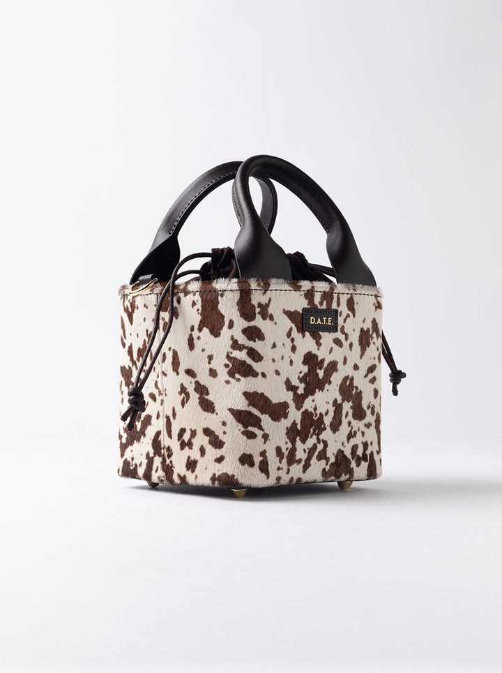 CUBO BAG COW WHITE-BROWN 