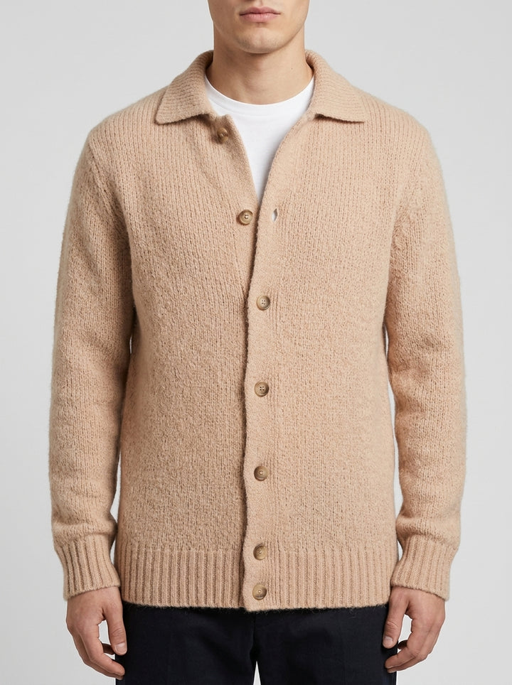 Cardigan  beige modello polo 