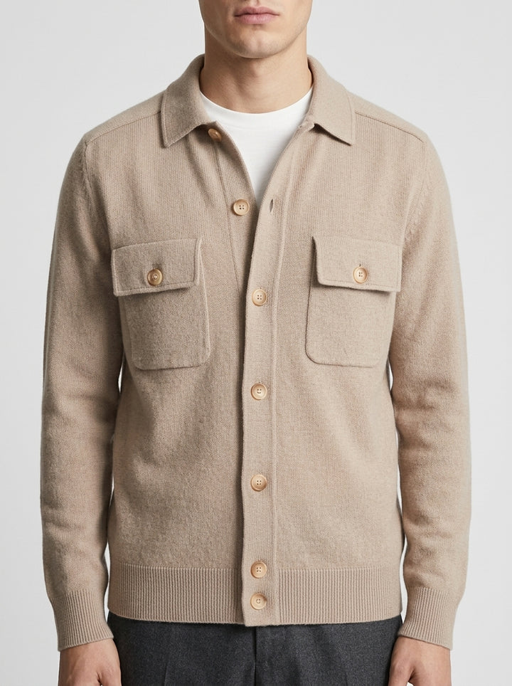 Giacca Della Fileria Lana Vergine Collo Camicia beige 