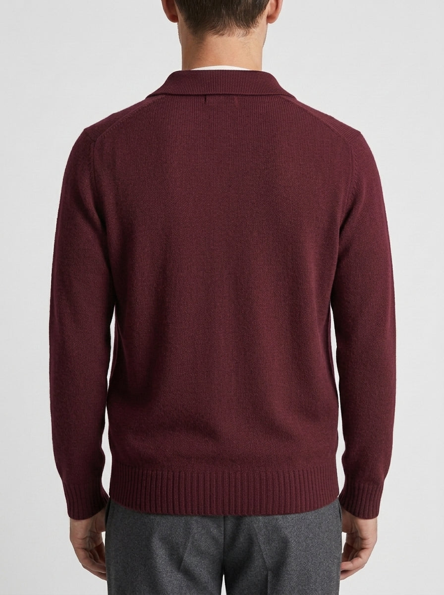 Giacca Della Fileria Lana Vergine Collo Camicia bordeaux 