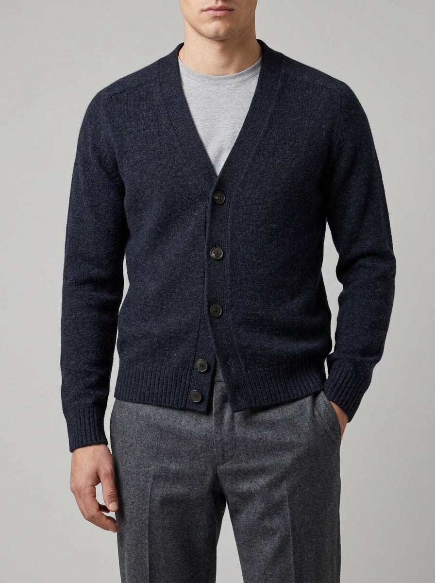 Cardigan in lana mouliné  blu 