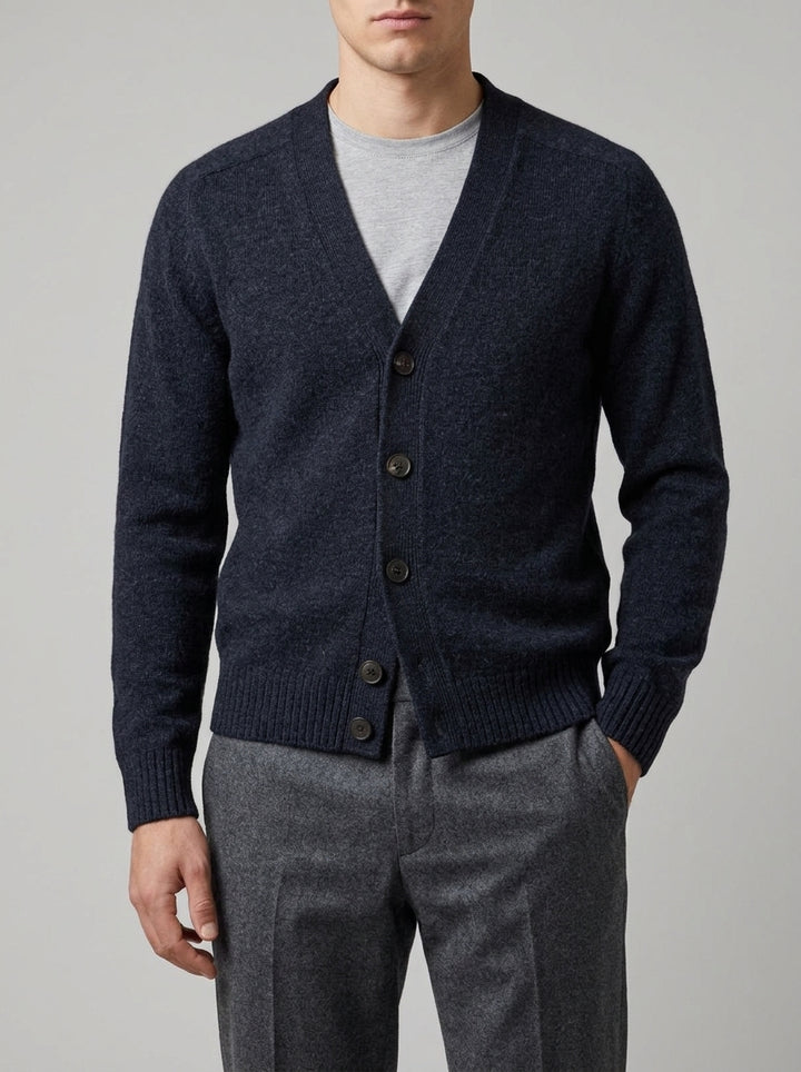 Cardigan in lana mouliné  blu 