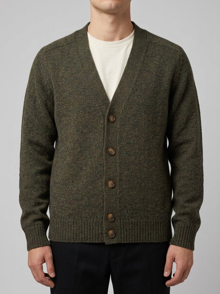 Cardigan in lana mouliné  verde 