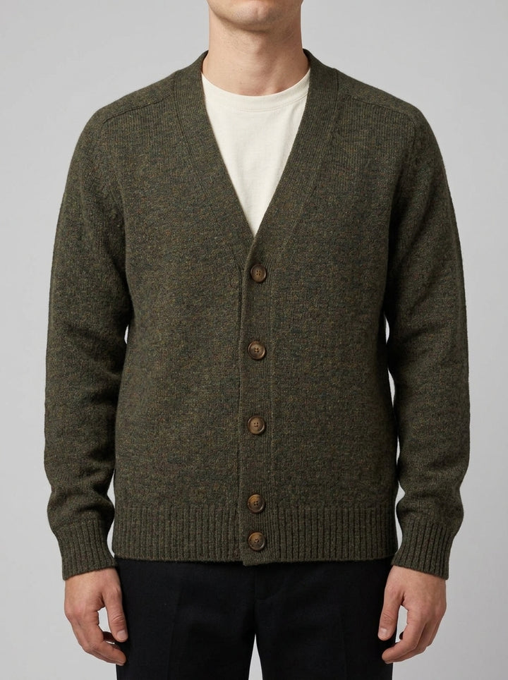 Cardigan in lana mouliné  verde 
