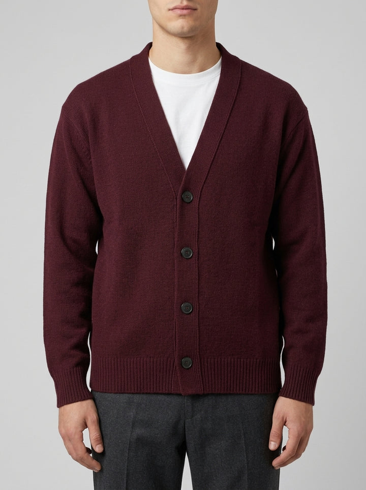 Cardigan Uomo bordeaux con Bottoni 
