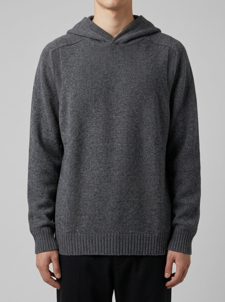 Maglia grigia  in Lana con Cappuccio 