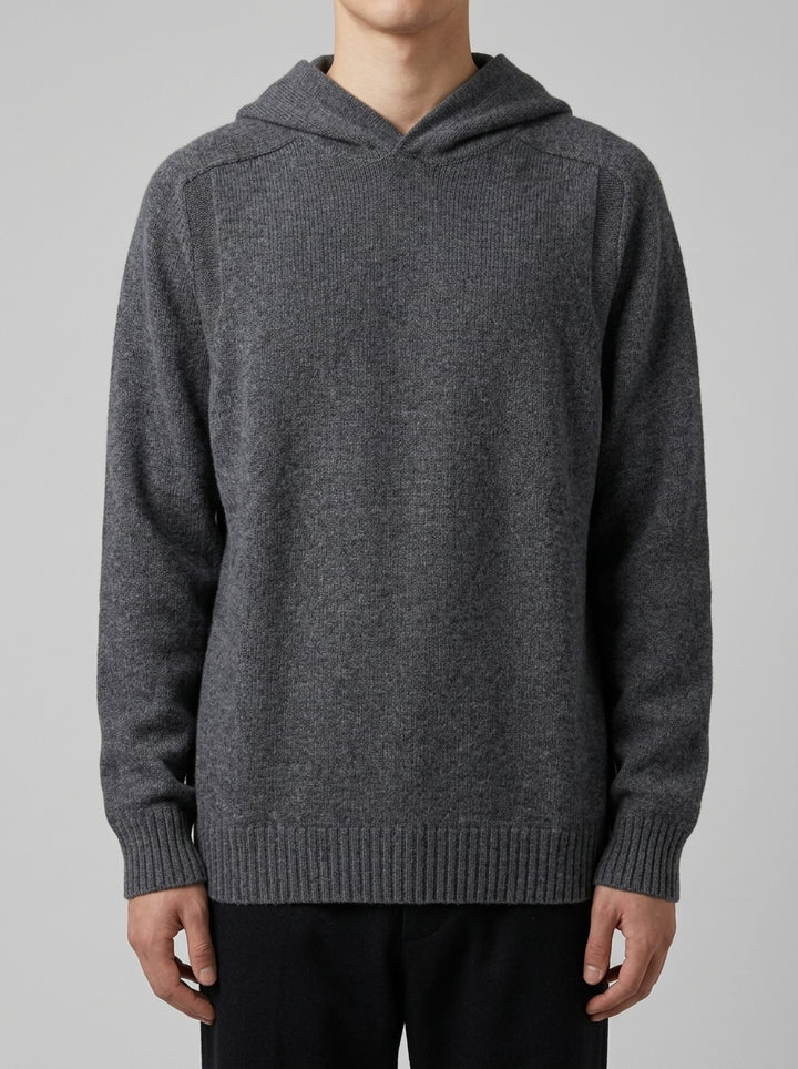 Maglia grigia  in Lana con Cappuccio 