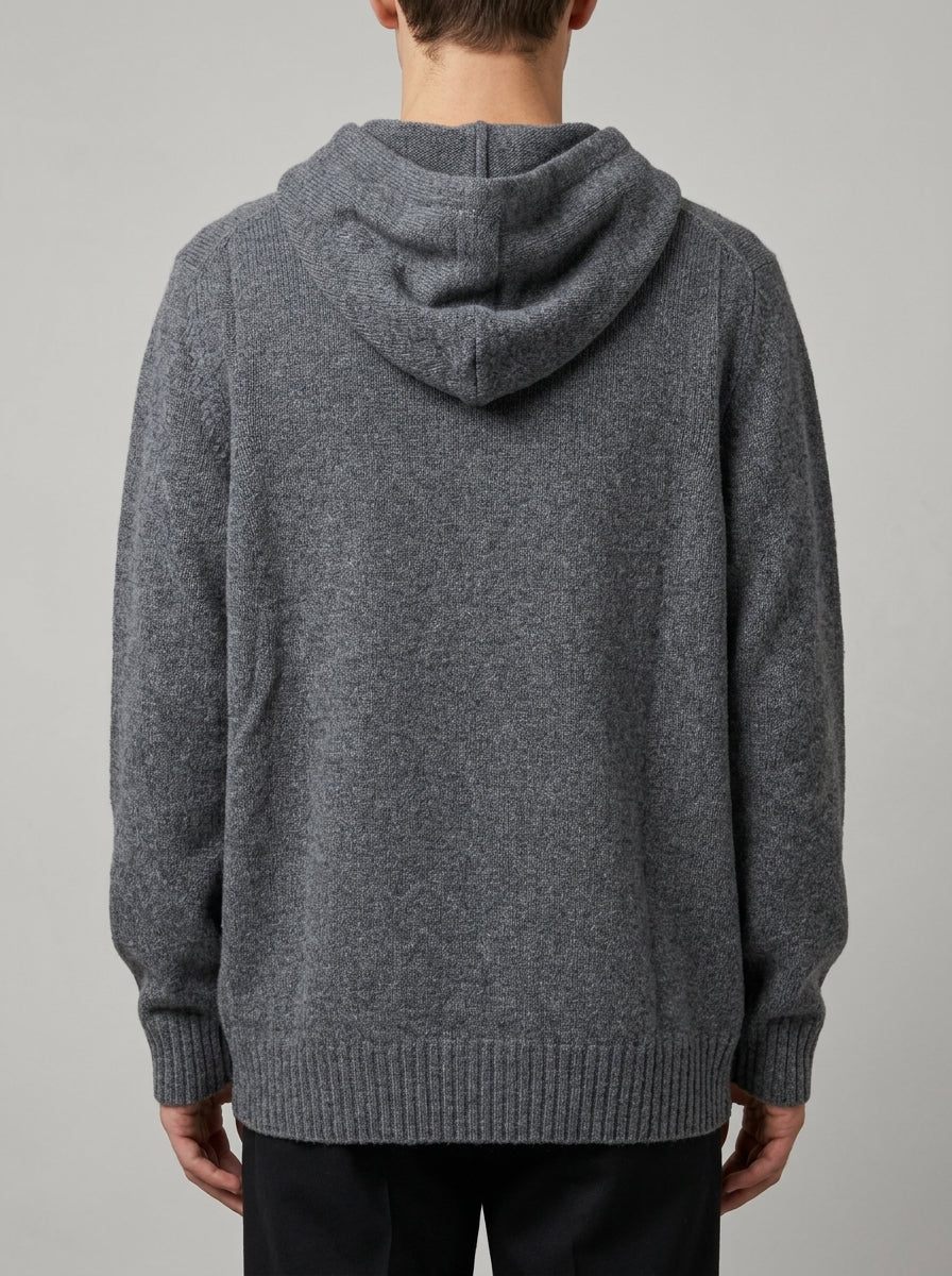 Maglia grigia  in Lana con Cappuccio 