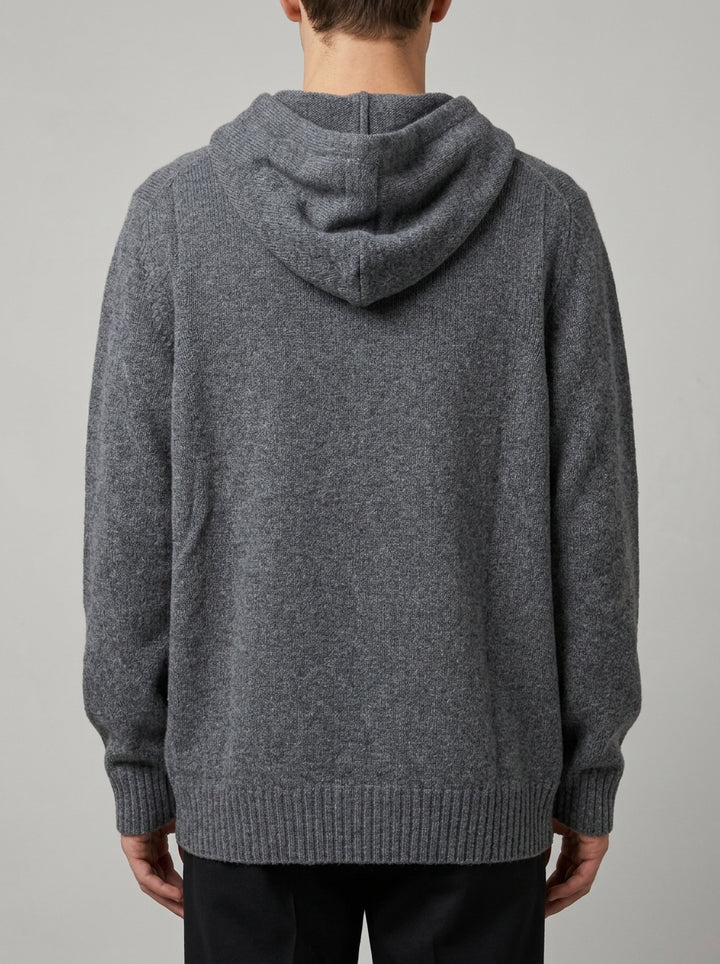 Maglia grigia  in Lana con Cappuccio 
