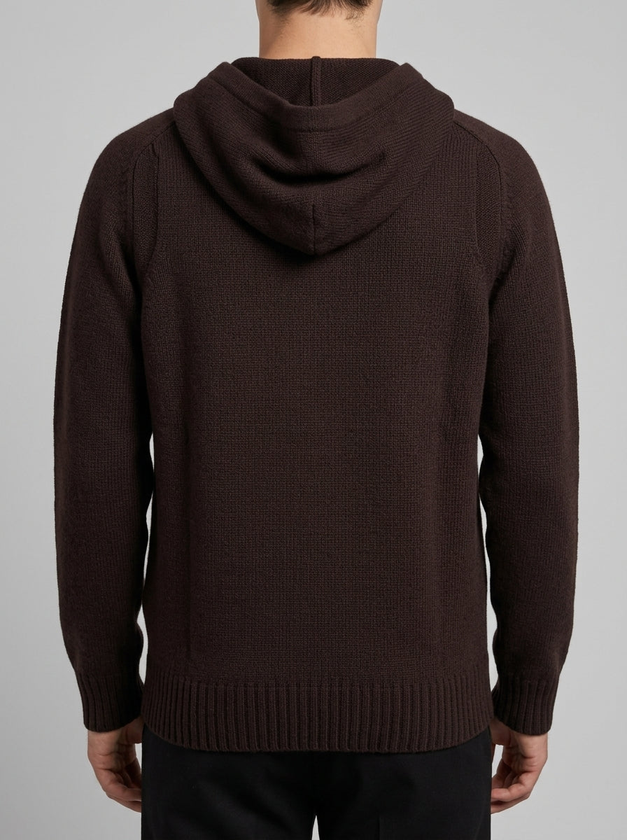Maglia moro  in Lana con Cappuccio 