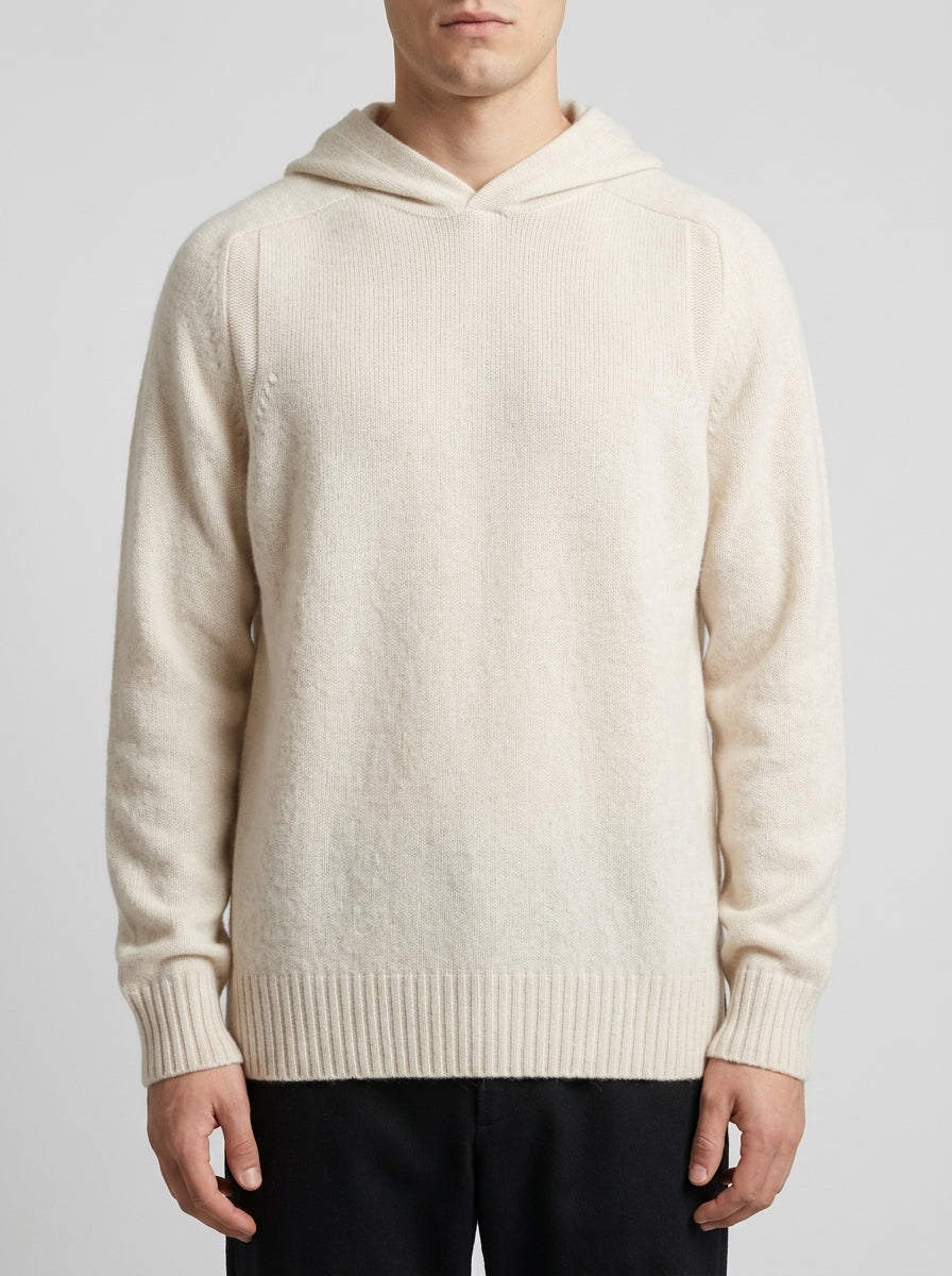 Maglia panna  in Lana con Cappuccio 