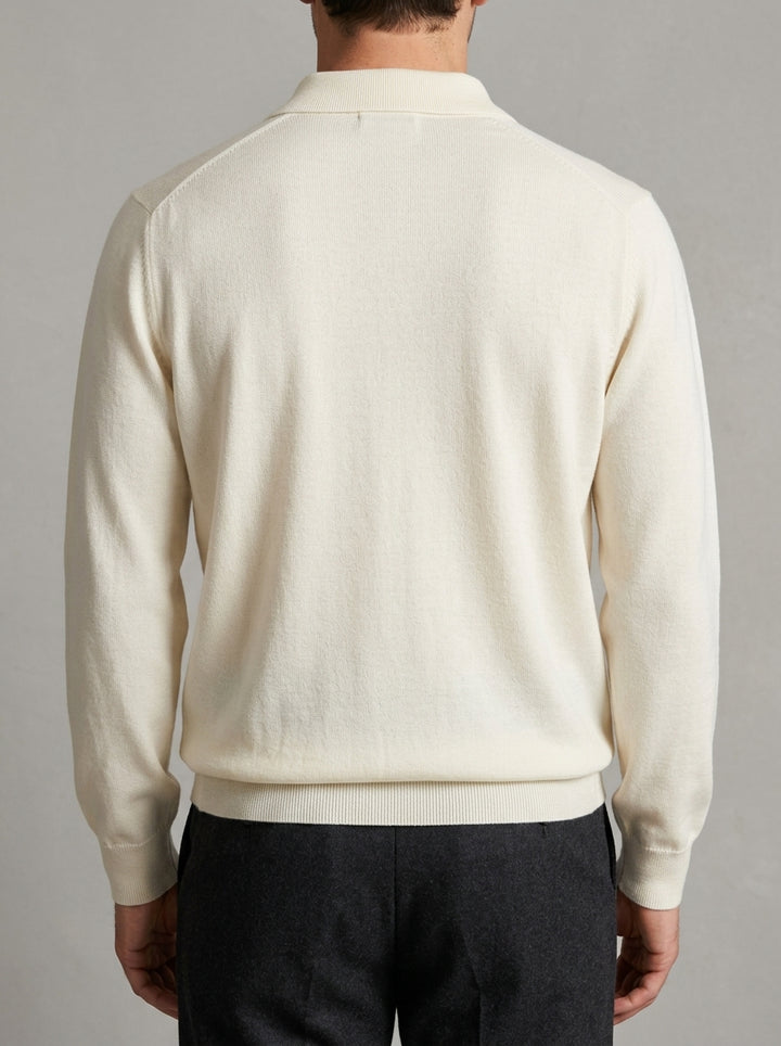 Polo  in Lana Merino panna Extra Fine - Made in Italy 