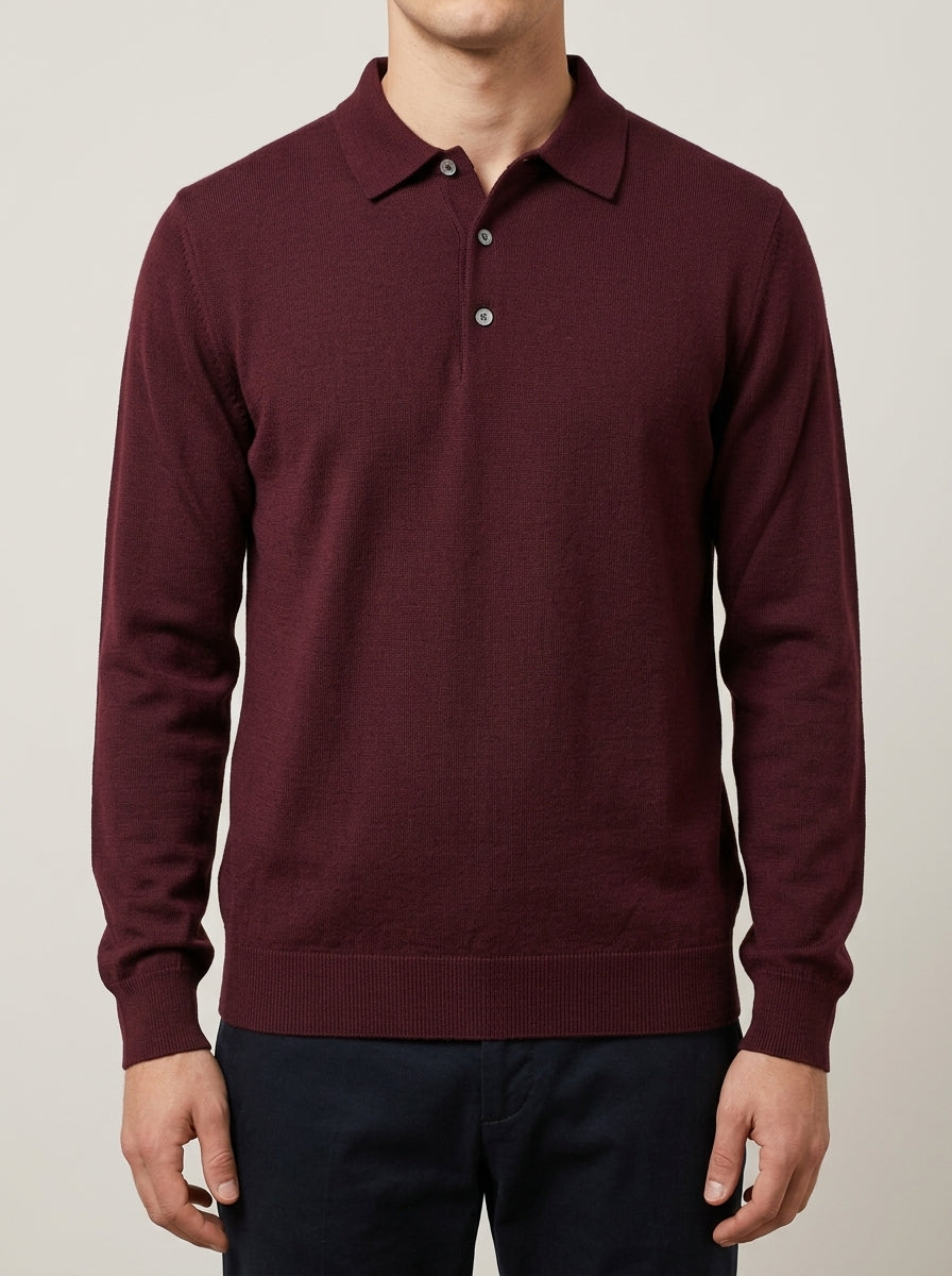 Polo  in Lana Merino vino Extra Fine - Made in Italy 