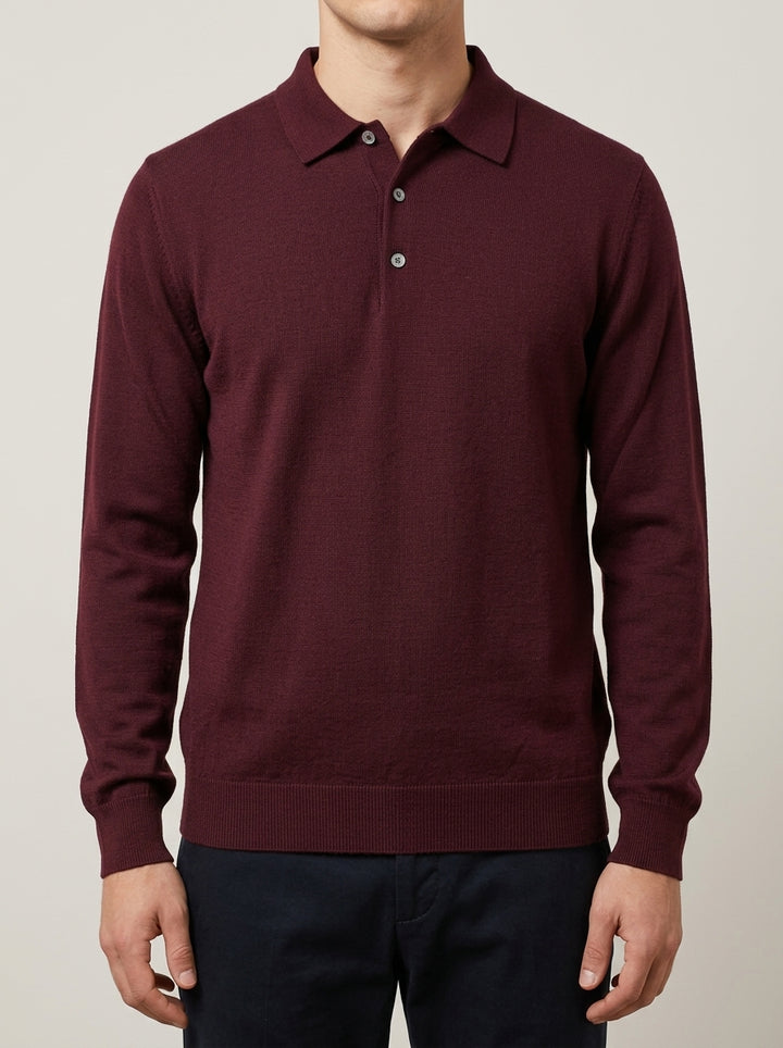 Polo  in Lana Merino vino Extra Fine - Made in Italy 