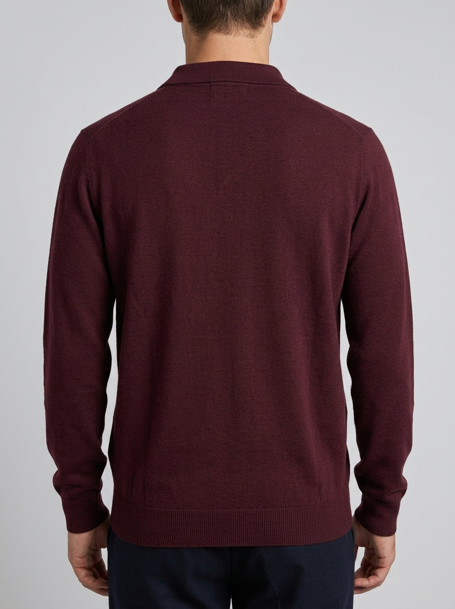 Polo  in Lana Merino vino Extra Fine - Made in Italy 