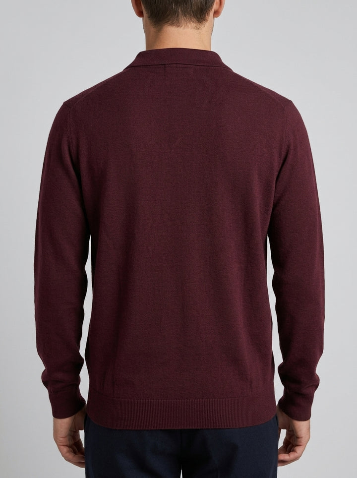Polo  in Lana Merino vino Extra Fine - Made in Italy 