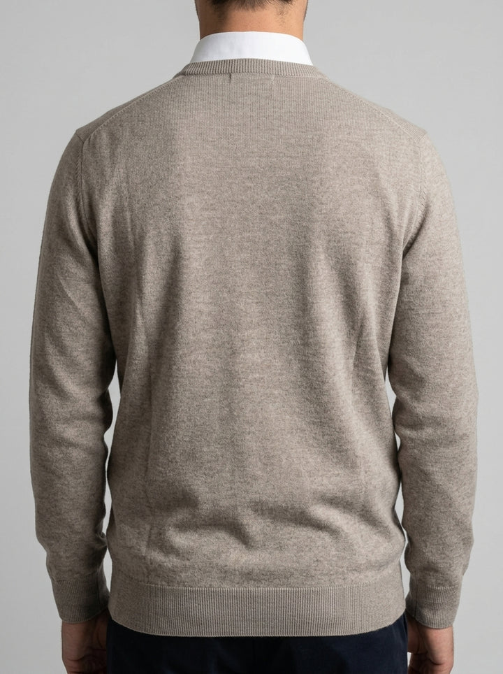 Girocollo  Beige in Lana Merino Extrafine 