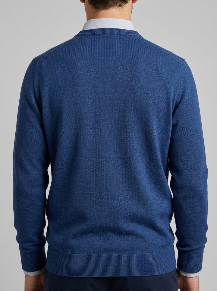 Girocollo  Blu marino  in Lana Merino Extrafine 