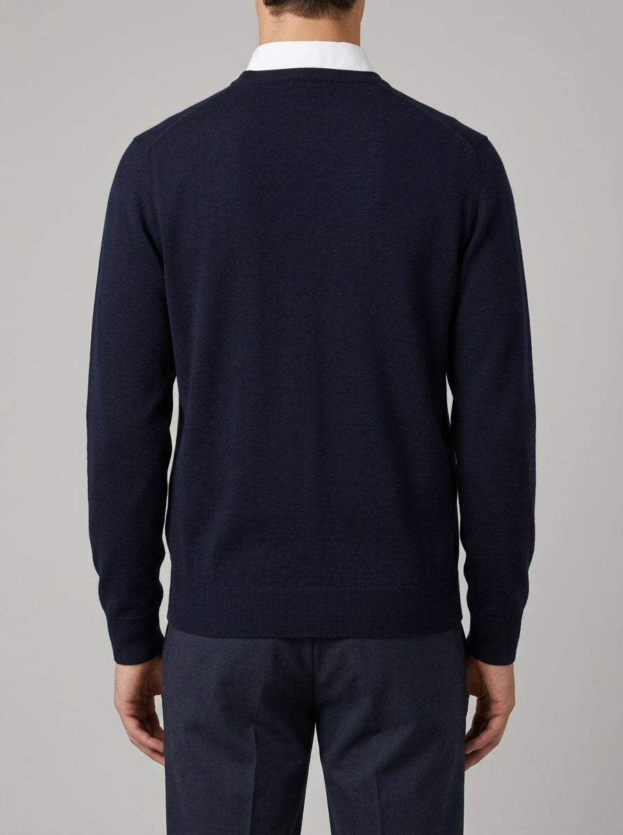 Girocollo  Blu  in Lana Merino Extrafine 