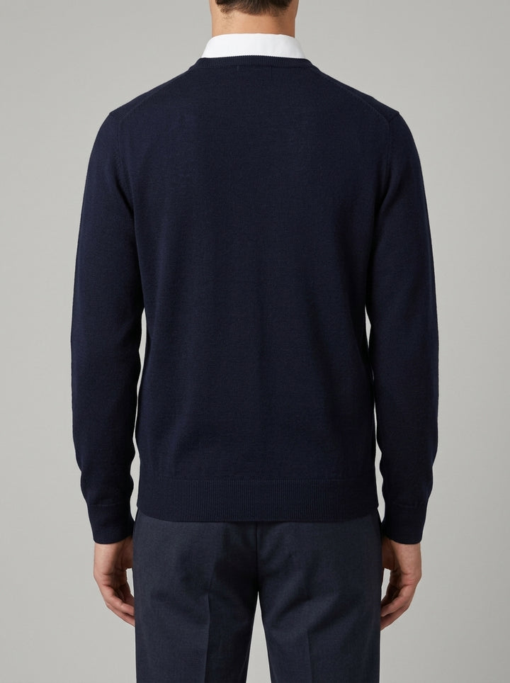 Girocollo  Blu  in Lana Merino Extrafine 