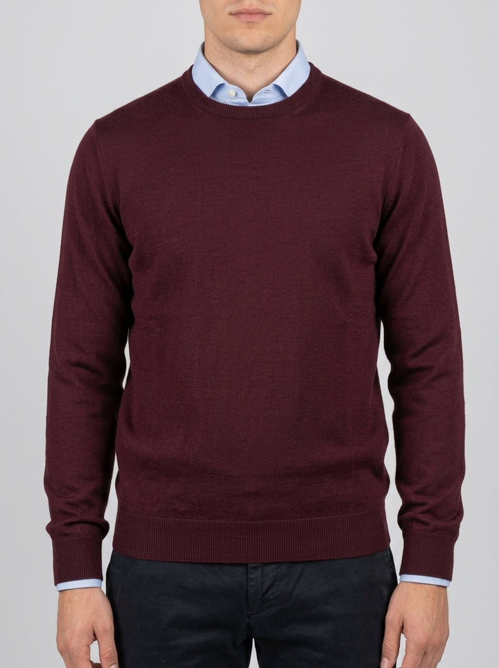 Girocollo  Bordeaux in Lana Merino Extrafine 