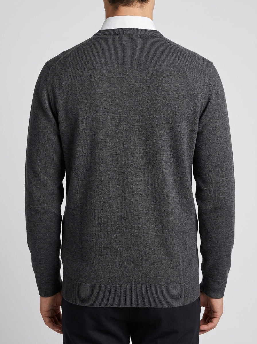 Girocollo grigio in Lana Merino Extrafine 