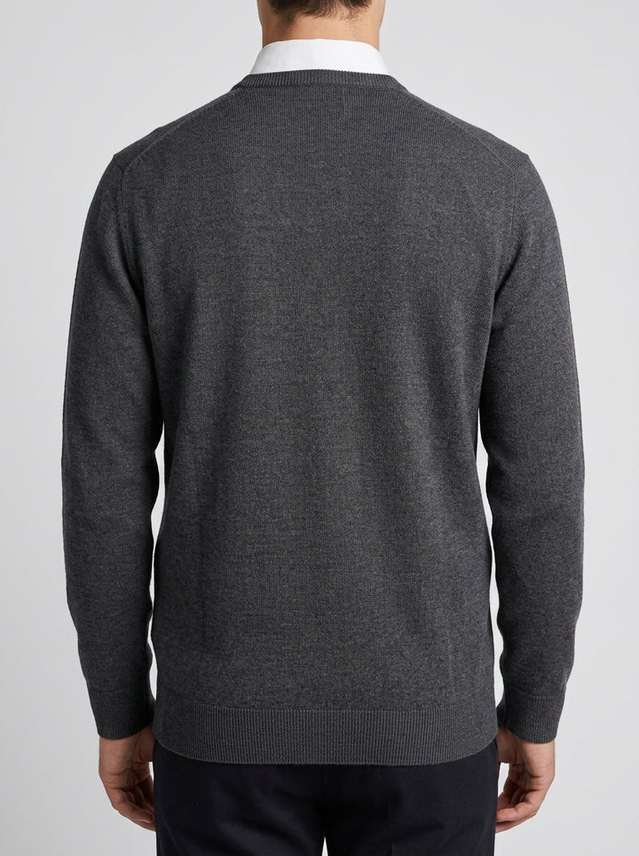 Girocollo grigio in Lana Merino Extrafine 