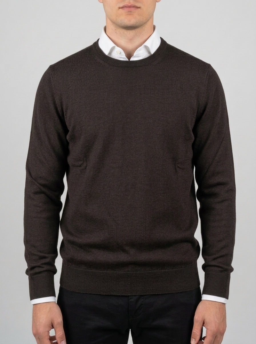 Girocollo cioccolato in Lana Merino Extrafine 