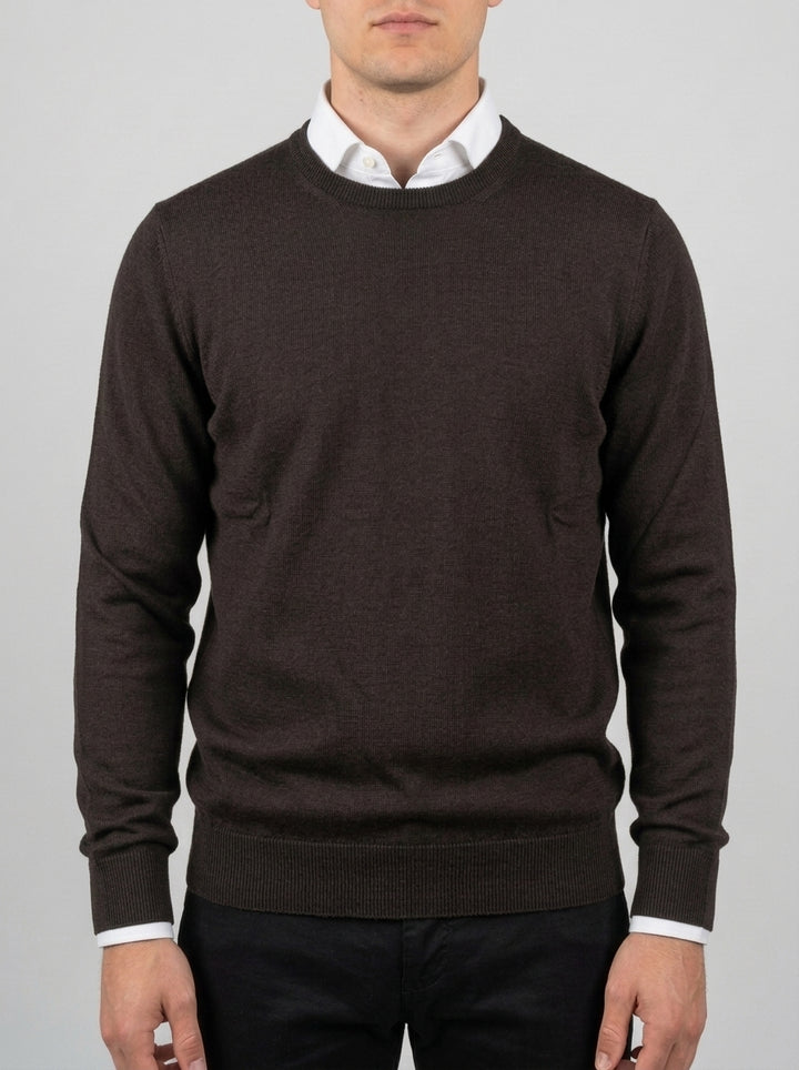Girocollo cioccolato in Lana Merino Extrafine 